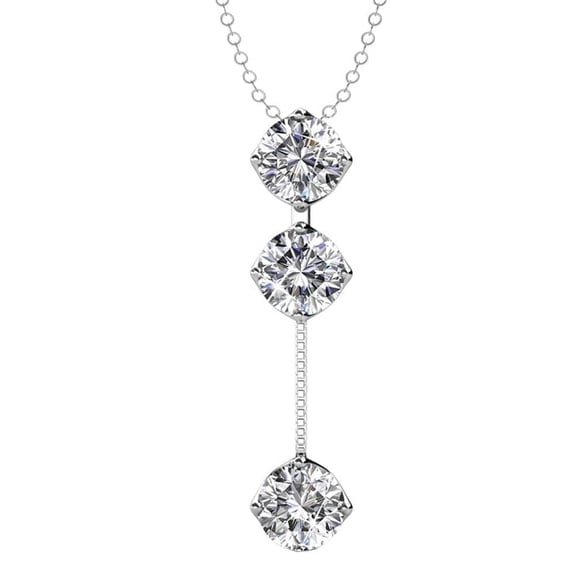 Cate & Chloe Sloane 18k White Gold Plated Drop Pendant Y Necklace with Swarovski Crystals for Women