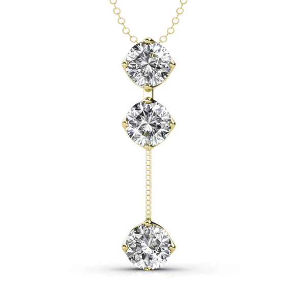 Cate & Chloe Sloane 18k Yellow Gold Plated Drop Pendant Y Necklace with Swarovski Crystals for Women