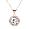 thumbnail image 1 of Cate & Chloe Sophia 18k Rose Gold Plated Halo Necklace with Simulated Diamond Crystals for Women, 1 of 10