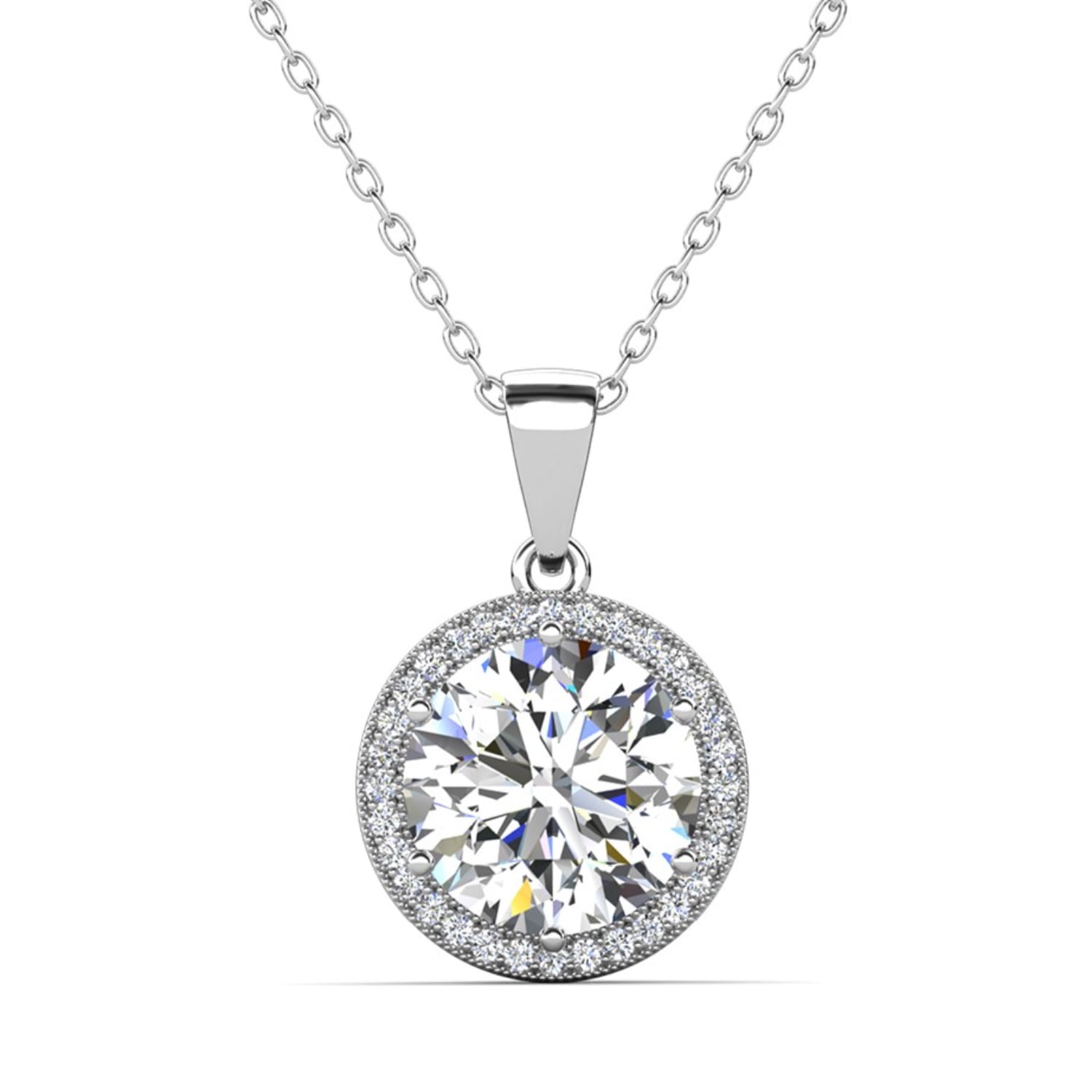 Walmart promo code:  Cate & Chloe Sophia Halo Necklace with 18k White Gold Plated Simulated Diamond Crystals for Women