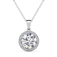 thumbnail image 1 of Cate & Chloe Sophia 18k White Gold Plated Halo Necklace with Simulated Diamond Crystals for Women, 1 of 10