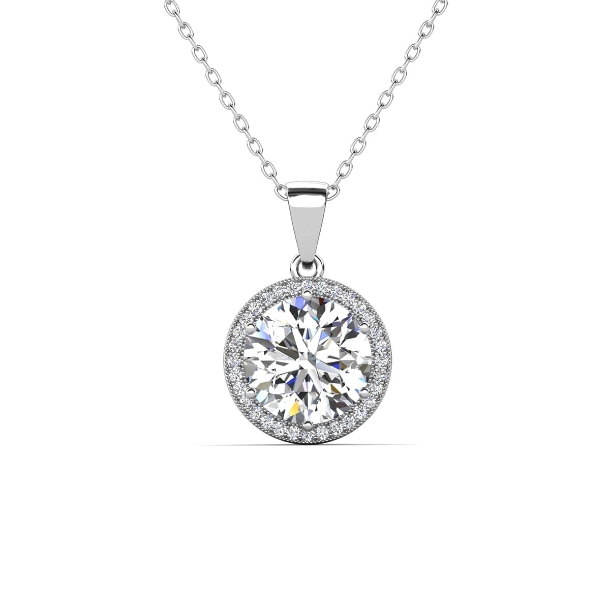Walmart savings: Cate & Chloe Sophia 18k White Gold Plated Pendant Jewelry | Round Cut CZ Crystal Halo Necklace for Women, Gift for Her