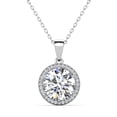 thumbnail image 1 of Cate & Chloe Sophia 18k White Gold Plated Halo Necklace with Simulated Diamond Crystals for Women, 1 of 10