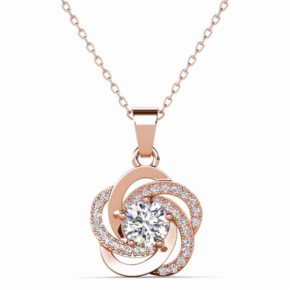Cate & Chloe Stella 18k Rose Gold Plated Necklace with Simulated Diamond Crystals Gift for Women