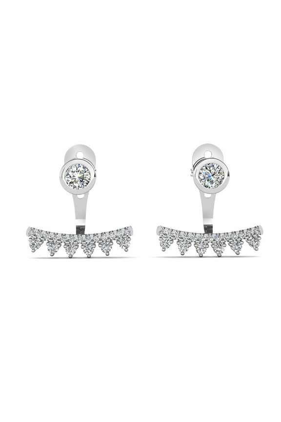 Stephanie Sterling Silver Stud Earrings with Simulated Diamond Crystals Gift for Women