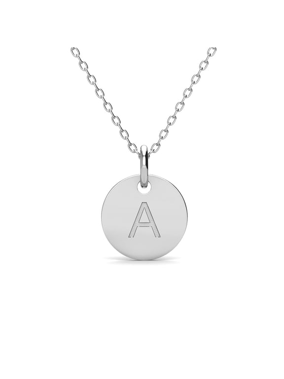 Summer Collection 18k White Gold Plated Engraved Initial Pendant Necklace for Women
