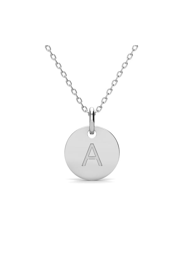 Summer Collection 18k White Gold Plated Engraved Initial Pendant Necklace for Women