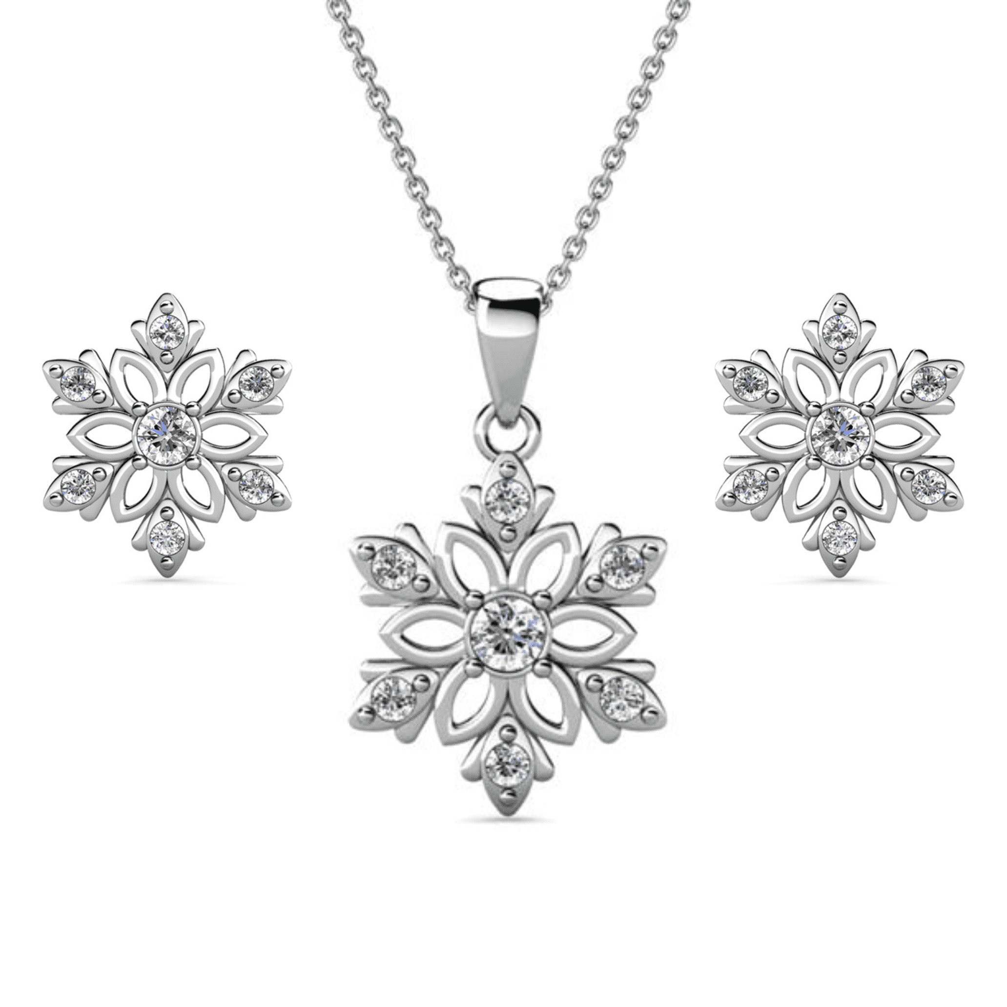 Cate & Chloe Sunny 18k White Gold Plated Jewelry Set with Swarovski Crystals for Women, Gift for Her