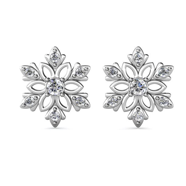 Cate & Chloe Millie 18K White Gold Earrings with Crystals, Stud Earrings  for Women, Girls, Jewelry Gift for Any Occasion 