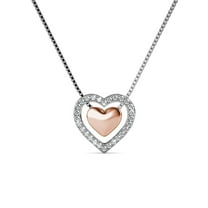 Cate & Chloe Susan 18k White Gold Plated Necklace with Rose Gold Heart with Swarovski Crystals for Women