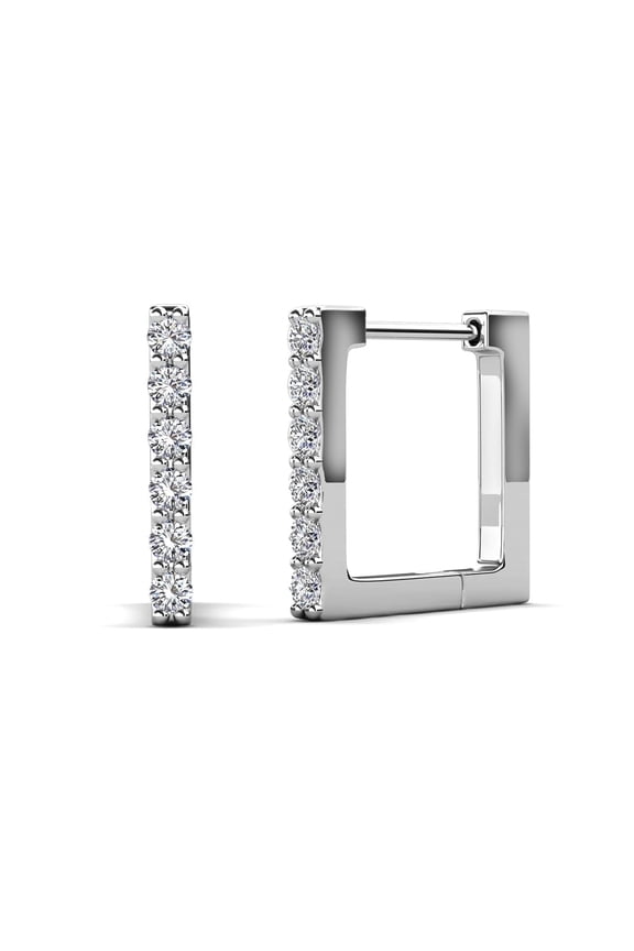 Sydney 18k White Gold Plated 14mm Hoop Earrings with Swarovski Crystals for Women