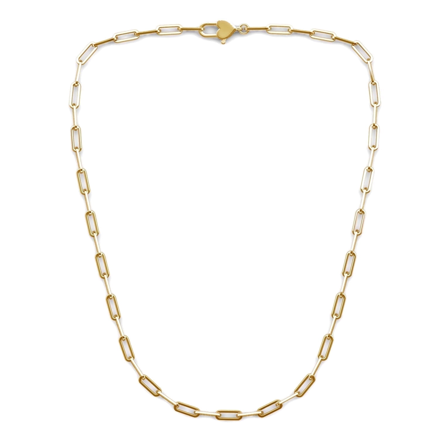 Cate & Chloe Tammy 18k Yellow Gold Plated Paperclip Chain Necklace, Gift for Women