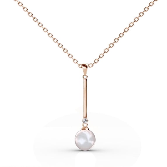 Cate & Chloe Tatum 18k Rose Gold Plated Pearl Pendant Necklace with Swarovski Crystal for Women