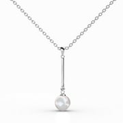 Cate & Chloe Tatum 18k White Gold Plated Pearl Pendant Necklace, Women's Necklace with a Solitaire Pearl & Round Cut Swarovski Crystal, Silver Pendant Drop Necklace for Women