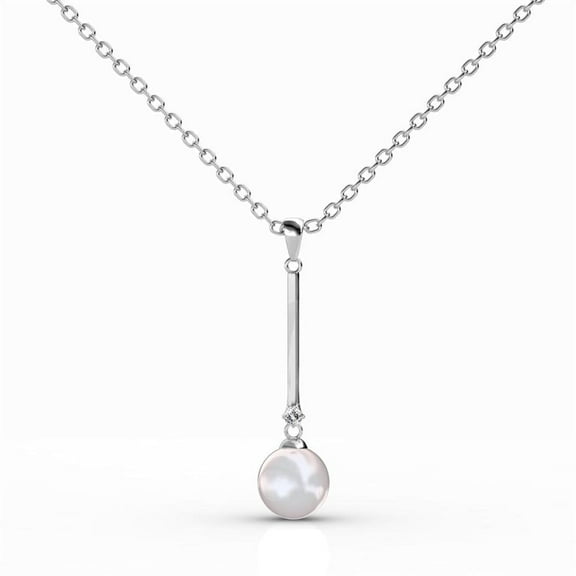 Cate & Chloe Tatum 18k White Gold Plated Pearl Pendant Necklace with Swarovski Crystal for Women