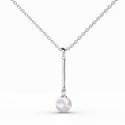 Cate & Chloe Tatum 18k White Gold Plated Pearl Pendant Necklace with Swarovski Crystal for Women