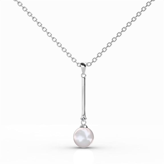Cate & Chloe Tatum 18k White Gold Plated Pearl Pendant Necklace with Swarovski Crystal for Women