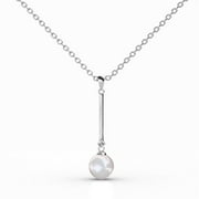 Cate & Chloe Tatum 18k White Gold Plated Pearl Pendant Necklace with Swarovski Crystal for Women