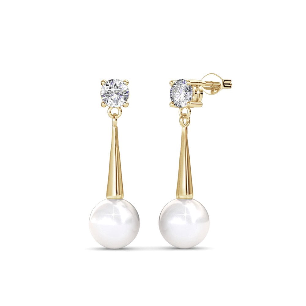 Cate Chloe McKenzie 18k Rose Gold Plated Drop Dangle Earrings with Swarovski Crystals for Women