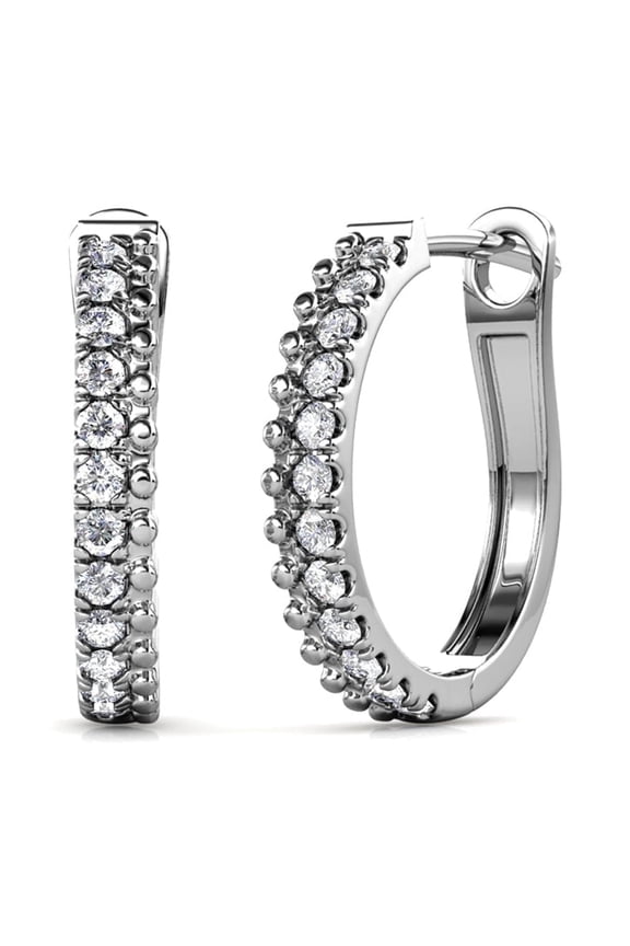 Teagan 18k White Gold Plated 19mm Hoop Earrings with Swarovski Crystals Gift for Women
