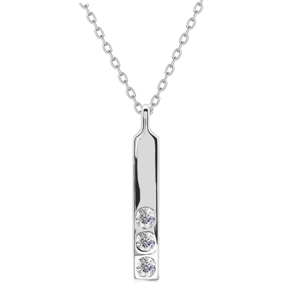 Cate & Chloe Tessa 18k White Gold Plated Bar Necklace with Swarovski Crystals, Gift for Women