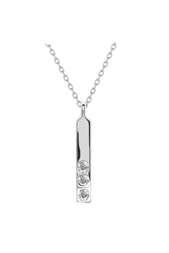 Tessa 18k White Gold Plated Bar Necklace with Swarovski Crystals, Gift for Women