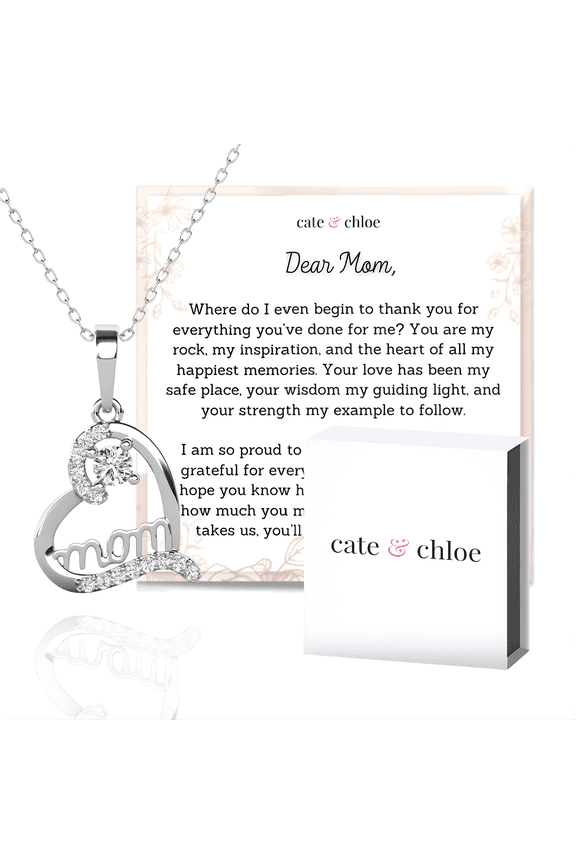 Thelma 18k White Gold Plated Necklace with Heartfelt Message Card, Gift for Mom