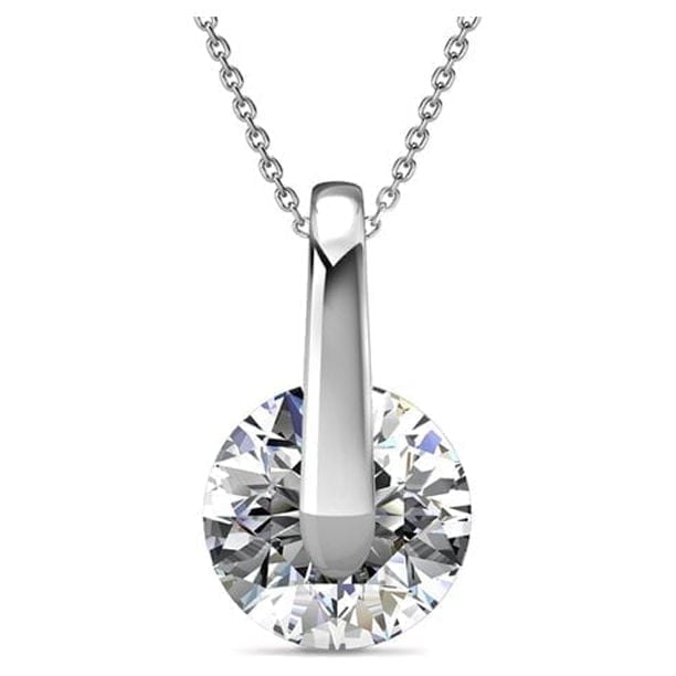 CATE & CHLOE Tina 18k White Gold Plated Pendant Necklace with Round Cut Swarovski Crystal for Women
