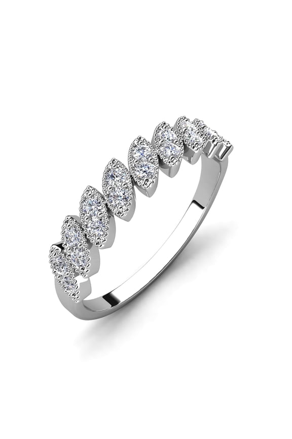 Tori 18k White Gold Plated Ring with Round Cut Swarovski Crystals, Gift for Women