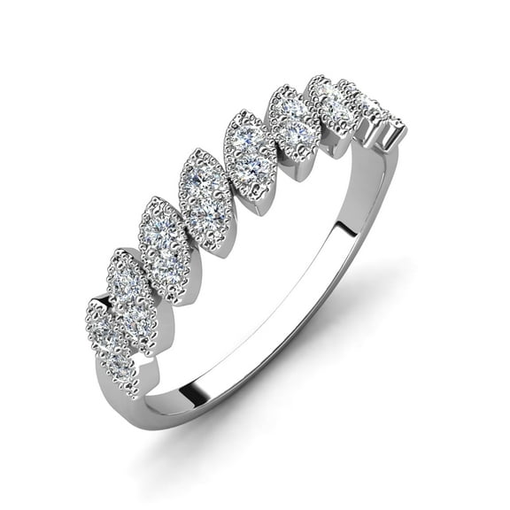 Cate & Chloe Tori 18k White Gold Plated Ring with Round Cut Swarovski Crystals, Gift for Women