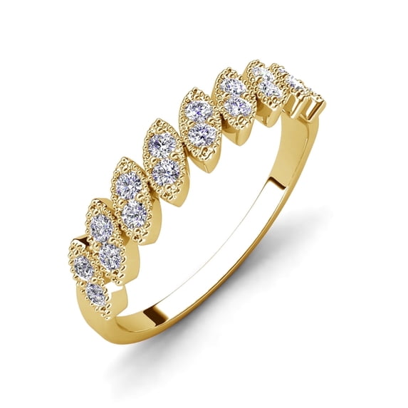 Cate & Chloe Tori 18k Yellow Gold Plated Ring with Round Cut Swarovski Crystals, Gift for Women