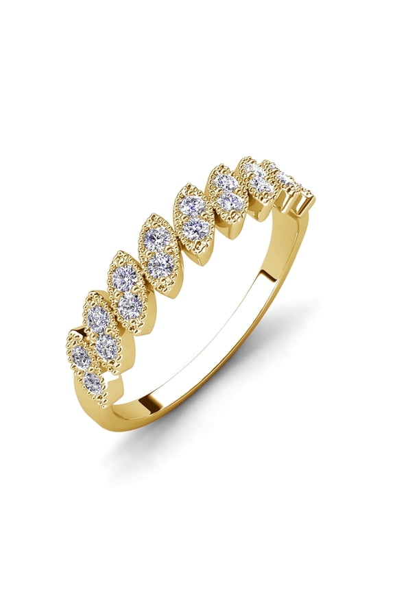 Tori 18k Yellow Gold Plated Ring with Round Cut Swarovski Crystals, Gift for Women
