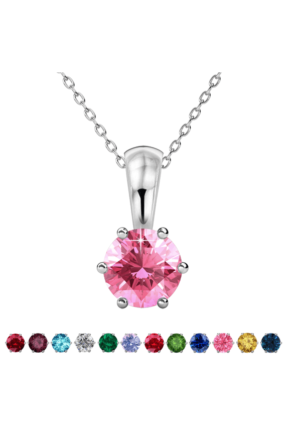 October Birthstone 18k White Gold Plated Women's Necklace 1ct Swarovski Crystal