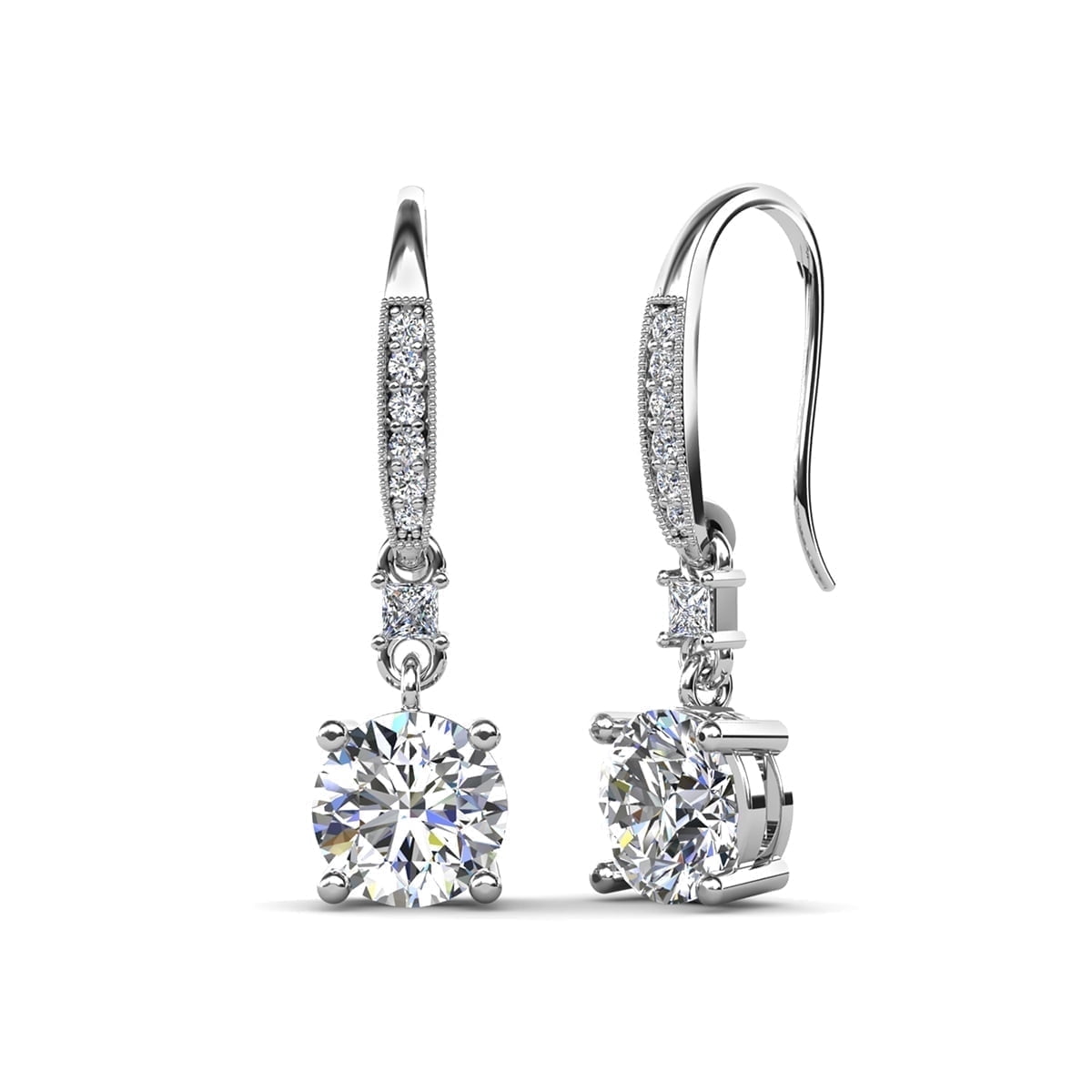 Walmart daily deals:  Cate & Chloe 18k White Gold Plated Drop Earrings w/ Cubic Zirconia, Women's Dangle Earring, Wedding Anniversary Jewelry