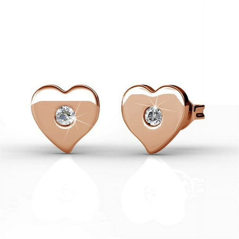 Swarovski one rose gold cheap plated heart stud earrings