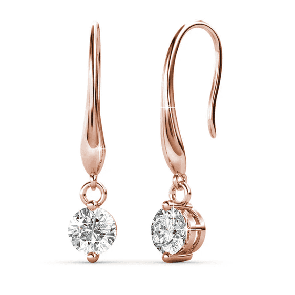 Cate & Chloe Veronica 18k Rose Gold Plated Drop Earrings with Swarovski Crystals Gift for Women