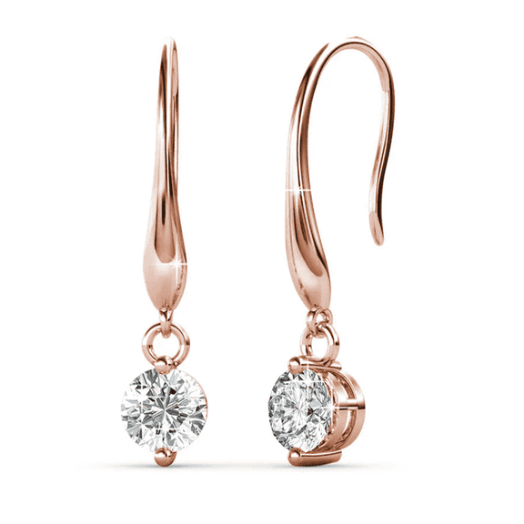 Cate & Chloe Veronica 18k Rose Gold Plated Drop Earrings with Swarovski Crystals Gift for Women