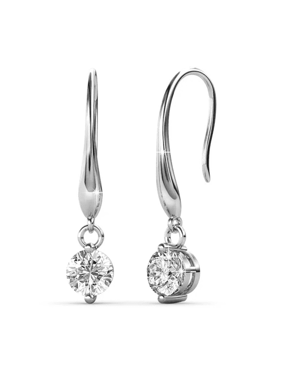 Veronica 18k White Gold Plated Drop Earrings with Swarovski Crystals Gift for Women