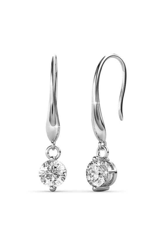 Veronica 18k White Gold Plated Drop Earrings with Swarovski Crystals Gift for Women