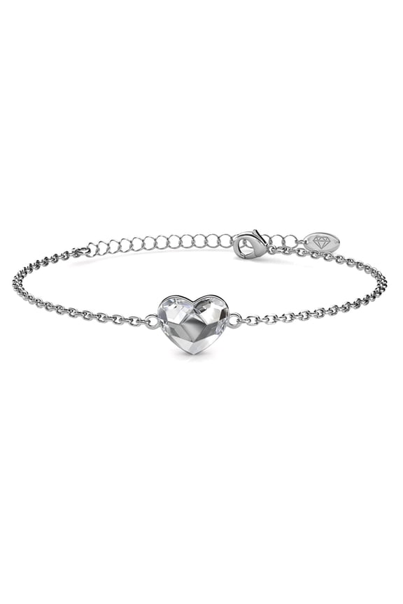 Violet 18k White Gold Plated Heart Bracelet with Swarovski Crystals Gift for Women