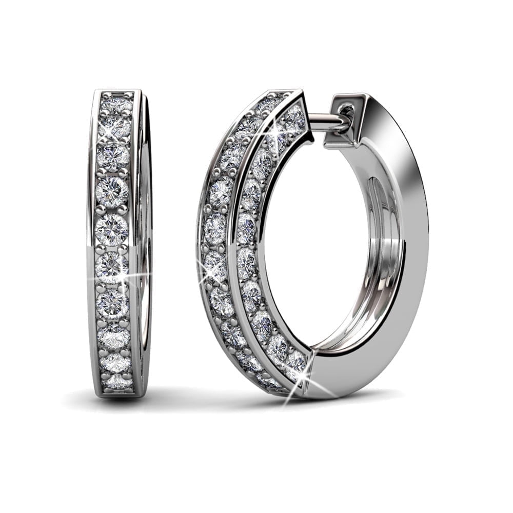 Cate & Chloe Viviana 18k Gold Hoop Earrings, Swarovski Crystal & Stone for Women, Birthday Jewelry Gift