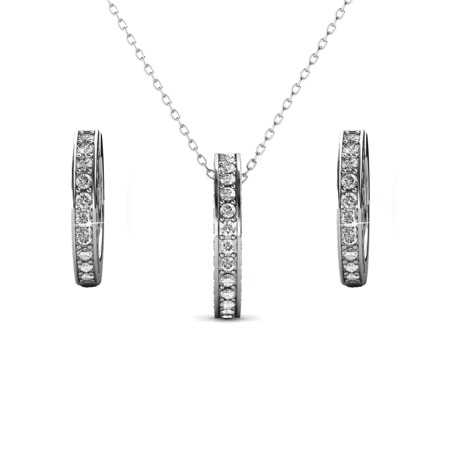 CATE & CHLOE Viviana 18k White Gold Plated Silver Jewelry Set with Swarovski Crystals for Women