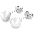 thumbnail image 1 of Cate & Chloe Vivienne 18k White Gold Plated White Round Shell Pearl Stud Earrings Gift for Women, 1 of 6