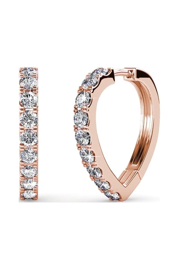 Waverly 18k Rose Gold Plated Heart Hoop Earrings with Swarovski Crystals for Women