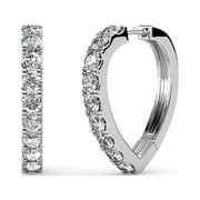CATE & CHLOE Waverly 18k White Gold Plated Heart Hoop Earrings with Swarovski Crystals for Women
