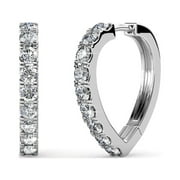 Cate & Chloe Waverly 18k White Gold Plated Heart Hoop Earrings with Swarovski Crystals for Women