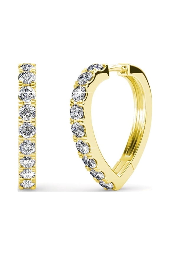 Waverly 18k Yellow Gold Plated Heart Hoop Earrings with Swarovski Crystals for Women