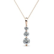 CATE & CHLOE Willow 18k Rose Gold Plated 3-Stone Necklace with Swarovski Crystals Gift for Women