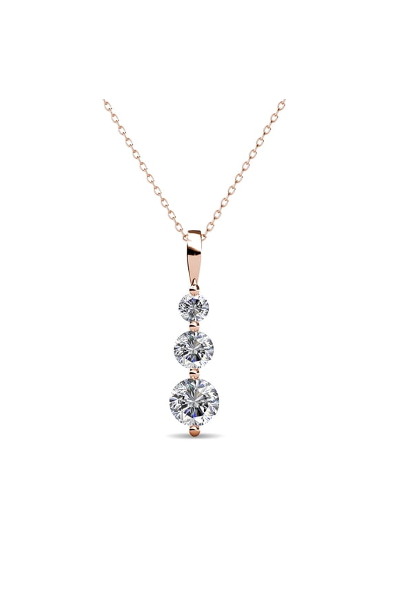Willow 18k Rose Gold Plated 3-Stone Necklace with Swarovski Crystals Gift for Women