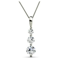 Cate & Chloe Willow 18k White Gold Plated 3-Stone Necklace with Swarovski Crystals Gift for Women